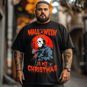 Horror Killer Halloween T-Shirt, Plus Size Oversize T-shirt for Big & Tall Man