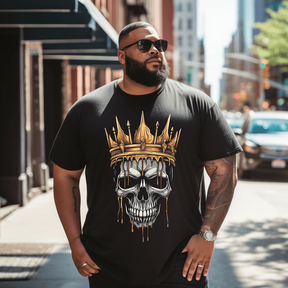 Skull King Skeleton King Men T Shirt, Plus Size Oversize T-shirt for Big & Tall Man