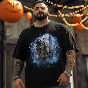 Death Tomb Halloween Men T-Shirt, Plus Size Oversize T-shirt for Big & Tall Man