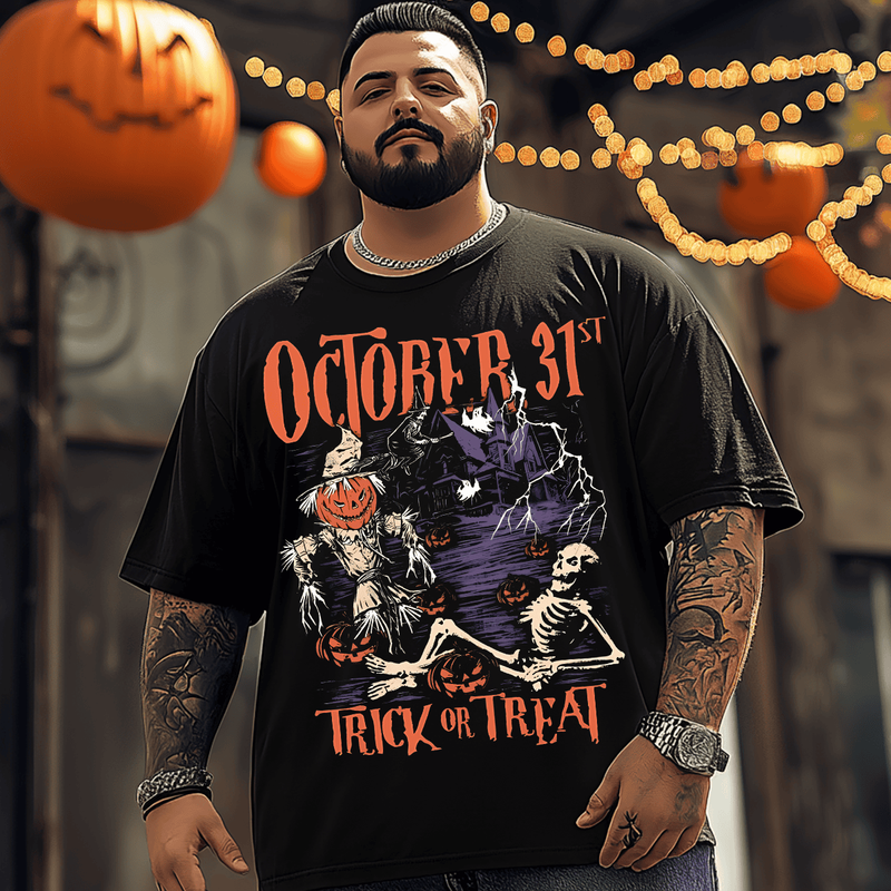 OCTOBER 31st Halloween T-Shirt, Plus Size Oversize T-shirt for Big & Tall Man