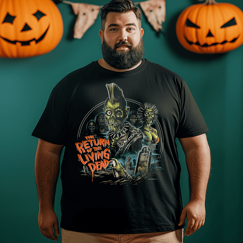 The Return Of Death Horror Halloween Men T-Shirt, Plus Size Oversize T-shirt for Big & Tall Man