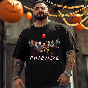 Friends Halloween Men T-Shirt, Plus Size Oversize T-shirt for Big & Tall Man