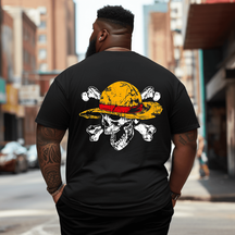 Straw Hat Skull Luffy Men Anime Graphic T-Shirt, Oversized T-Shirt for Big and Tall