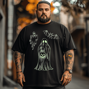 Spooky Ghost Halloween T-Shirt, Plus Size Oversize T-shirt for Big & Tall Man