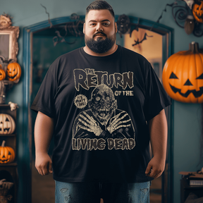 Horror Vintage Return Halloween T-Shirt, Plus Size Oversize T-shirt for Big & Tall Man