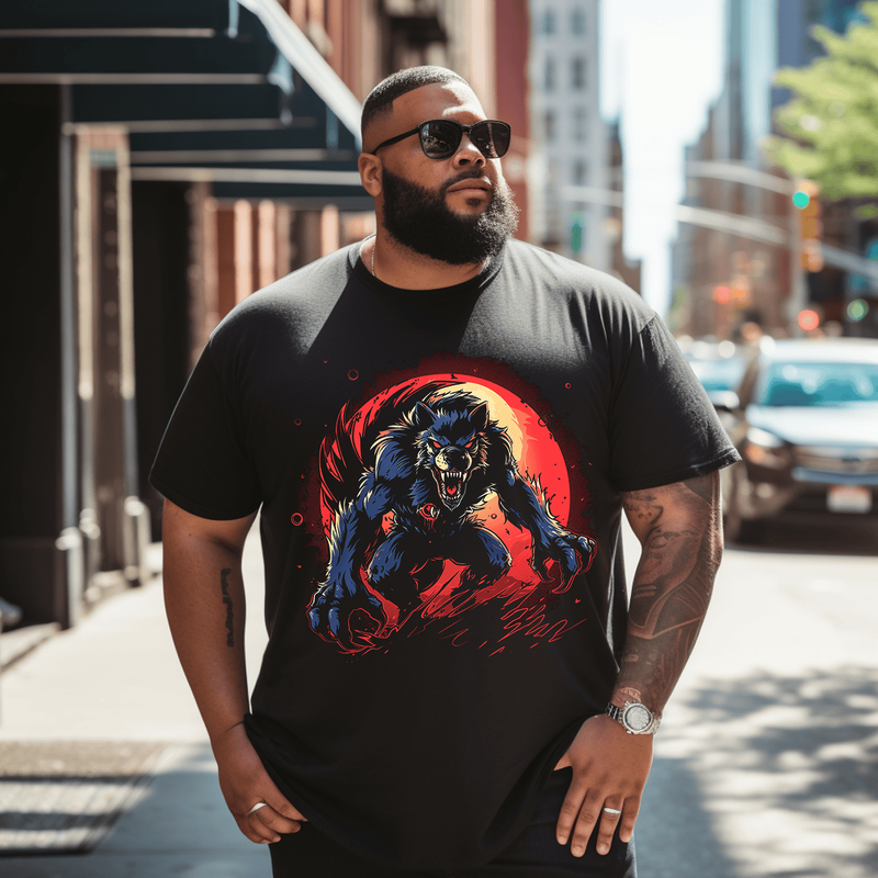 Werewolf 3# T-Shirt, Plus Size Oversize T-shirt for Big & Tall Man