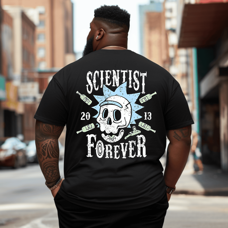Scientist Forever Men Anime Graphic T-Shirt, Oversized T-Shirt for Big and Tall