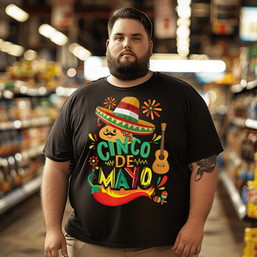 Cinco de mayo Fiesta Funny Camisa 5 de mayo Viva Mexico T-Shirt, Plus Size T-shirt for Big & Tall Man