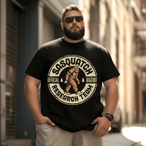 Bigfoot Research Team T-Shirt, Plus Size Oversize T-shirt for Big & Tall Man