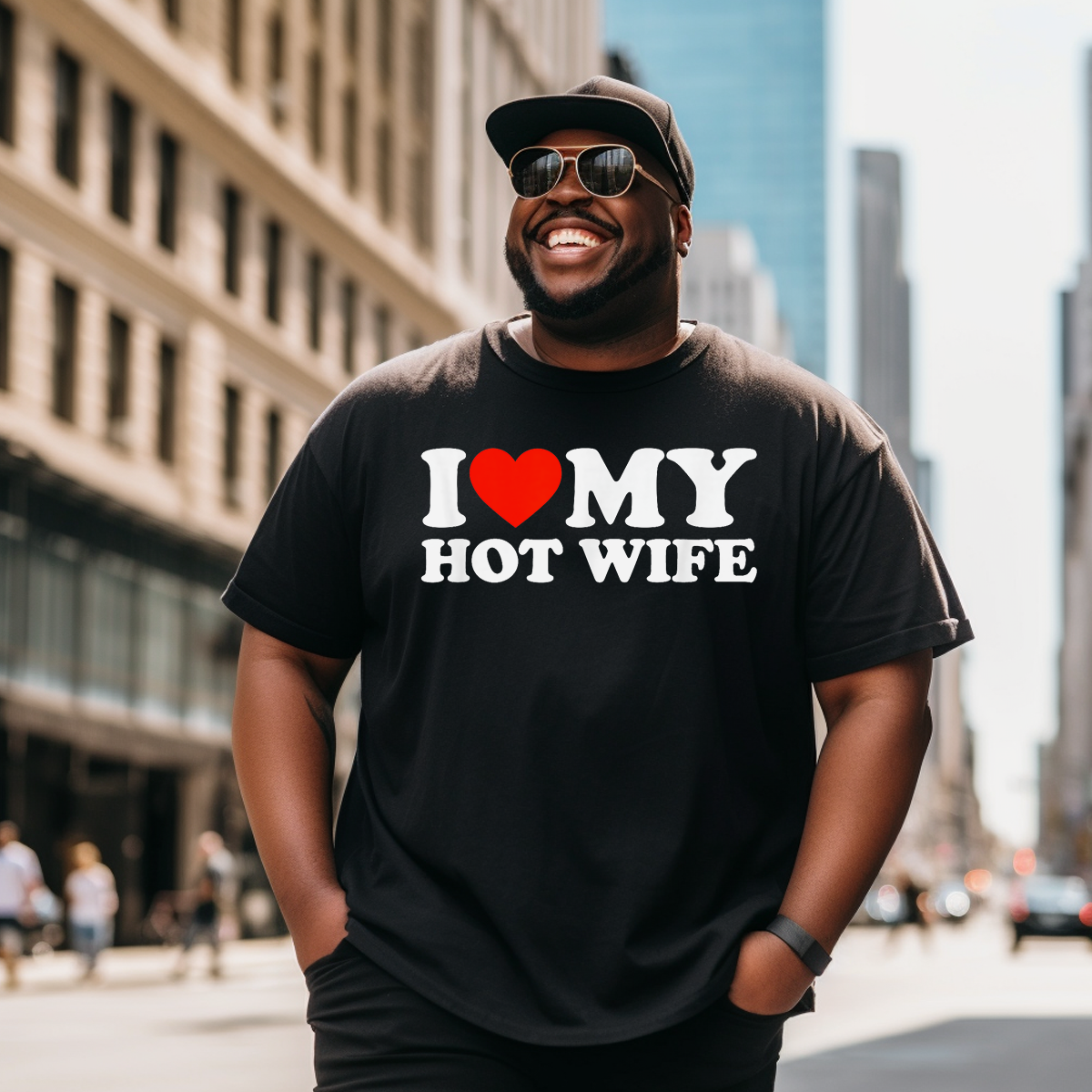I Love My Hot Wife T-Shirt Valentines Day T-Shirt, Men Plus Size Oversize T-shirt for Big & Tall Man