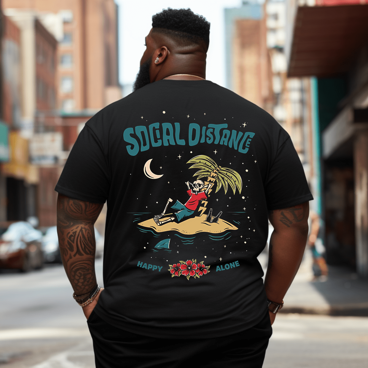 Social Distances Plus Size Men T-Shirt
