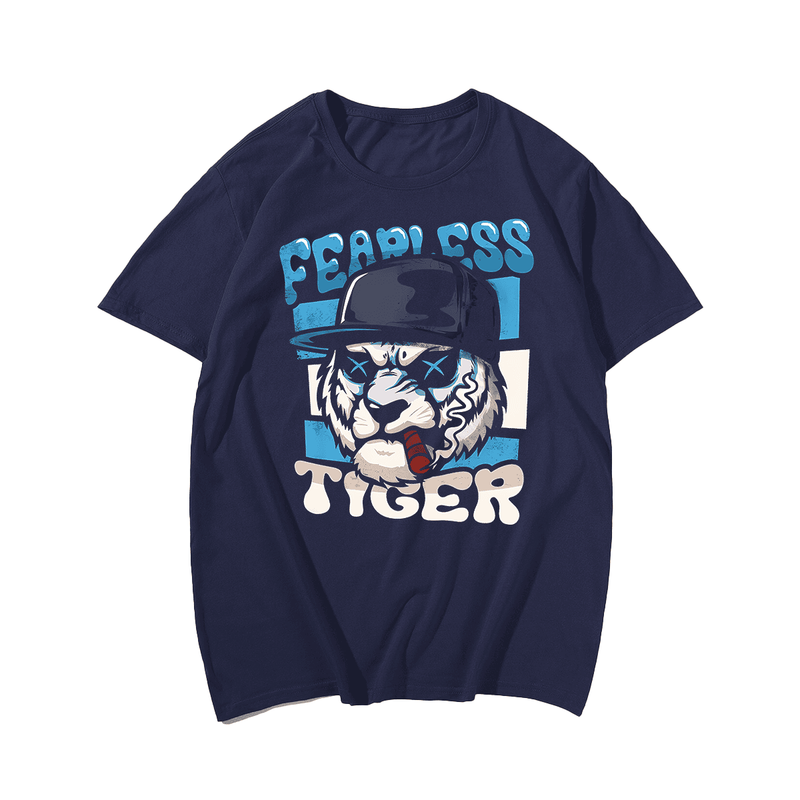 Fearless Tiger Men T Shirt, Plus Size Oversize T-shirt for Big & Tall Man 1XL-9XL