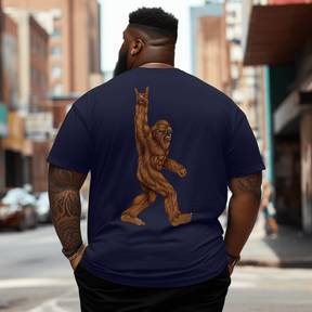 Rock On Bigfoot T-Shirt, Men Plus Size T-shirt for Big & Tall