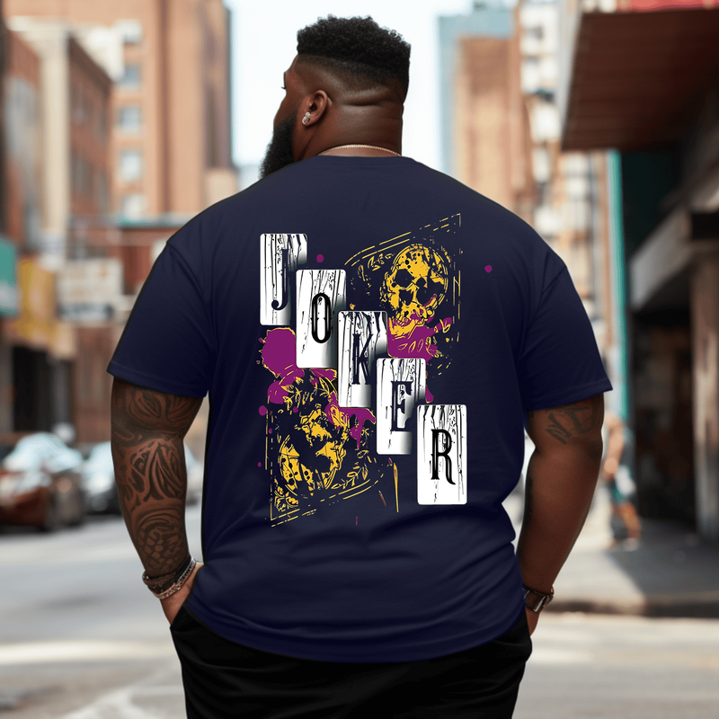 Mens Skull Print T-Shirt, Oversized T-Shirt for Big and Tall