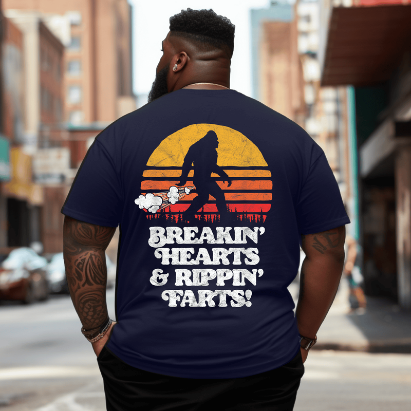 Funny Bigfoot Sun T-Shirt, Men Plus Size T-shirt for Big & Tall