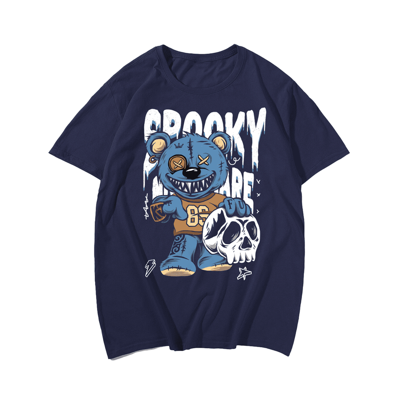 Spooky Bear With Skull Men Plus Size T Shirt, Plus Size Oversize T-shirt for Big & Tall Man