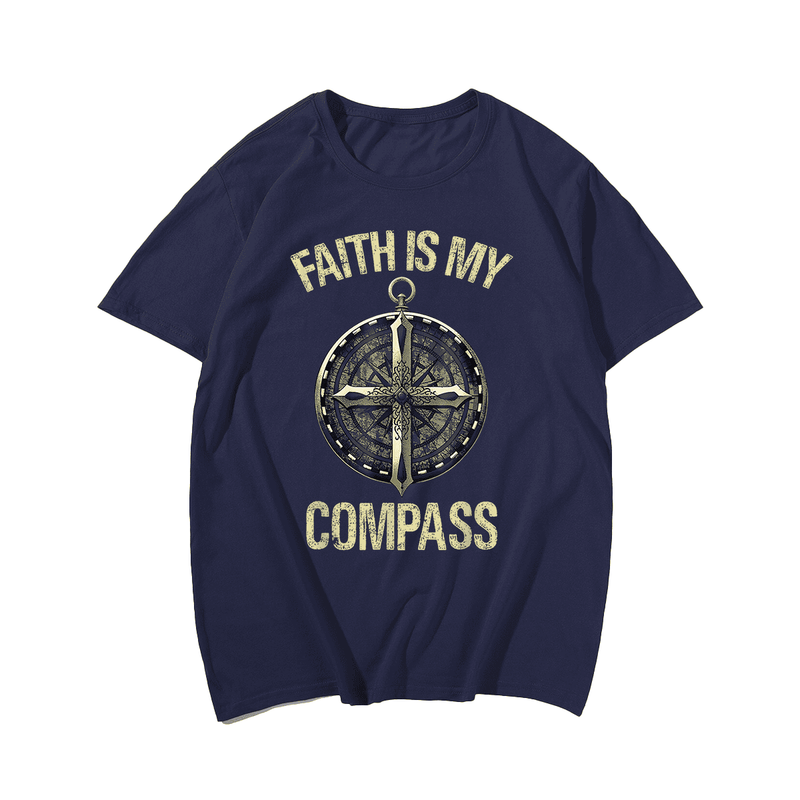 Faith Is My Compass Fashion Men T Shirt, Plus Size Oversize T-shirt for Big & Tall Man