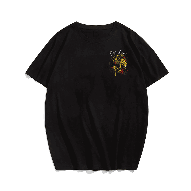 Rasta Reggae Lion Of Judah Jamaican Reggae Music Headphones T-Shirt, Plus Size Oversized T-Shirt for Men