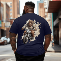 Bigfoot Motorcycle 2# T-Shirt, Men Plus Size T-shirt for Big & Tall