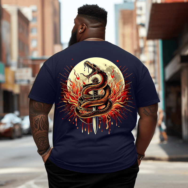 Snake and Sword T-Shirt, Oversized T-Shirt for Big and Tall