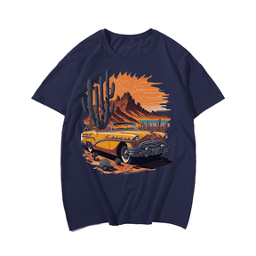 Enjoy Your Vacation Car and Trees Plus Size Men T-Shirt, Oversized T-Shirt for Big and Tall