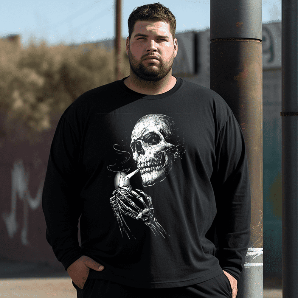 Skull Plus Size Long Sleeve T-Shirt