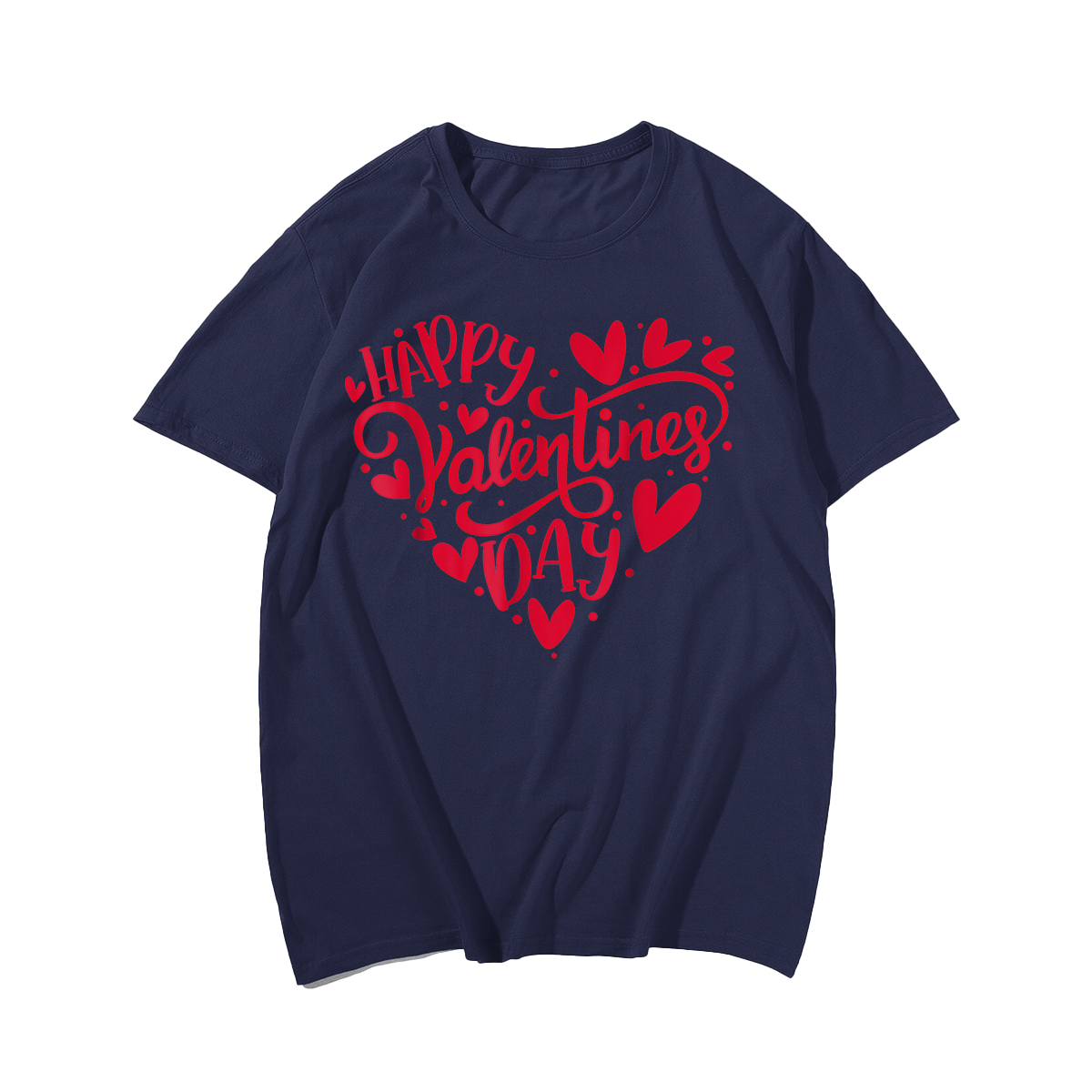 Happy Valentines Day Valentine Heart T-Shirt, Men Plus Size Oversize T-shirt for Big & Tall Man