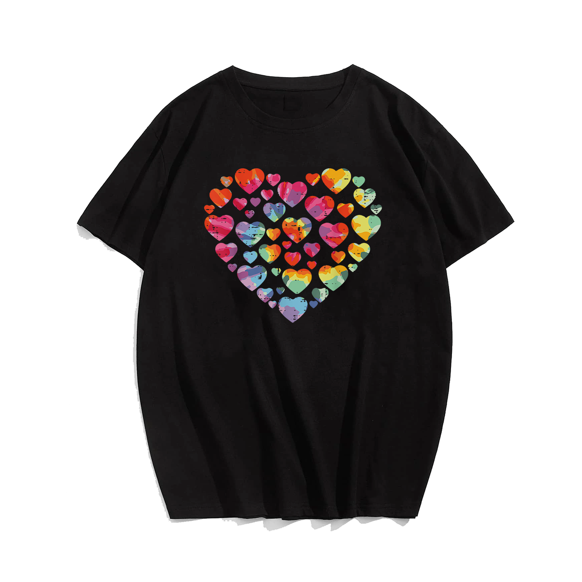 Valentines Day Heart Hearts T-Shirt, Men Plus Size Oversize T-shirt for Big & Tall Man