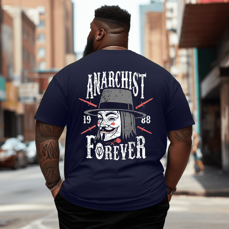 Anarchist Forever Men Anime Graphic T-Shirt, Oversized T-Shirt for Big and Tall