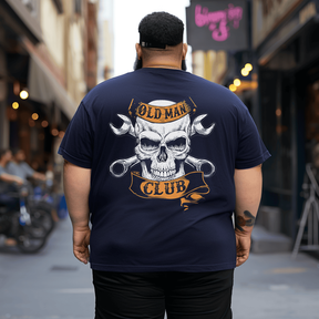 Mens Old Man Club Skull and Wrenches Shirt Cool Men T-Shirt, Oversized T-Shirt for Big and Tall Man