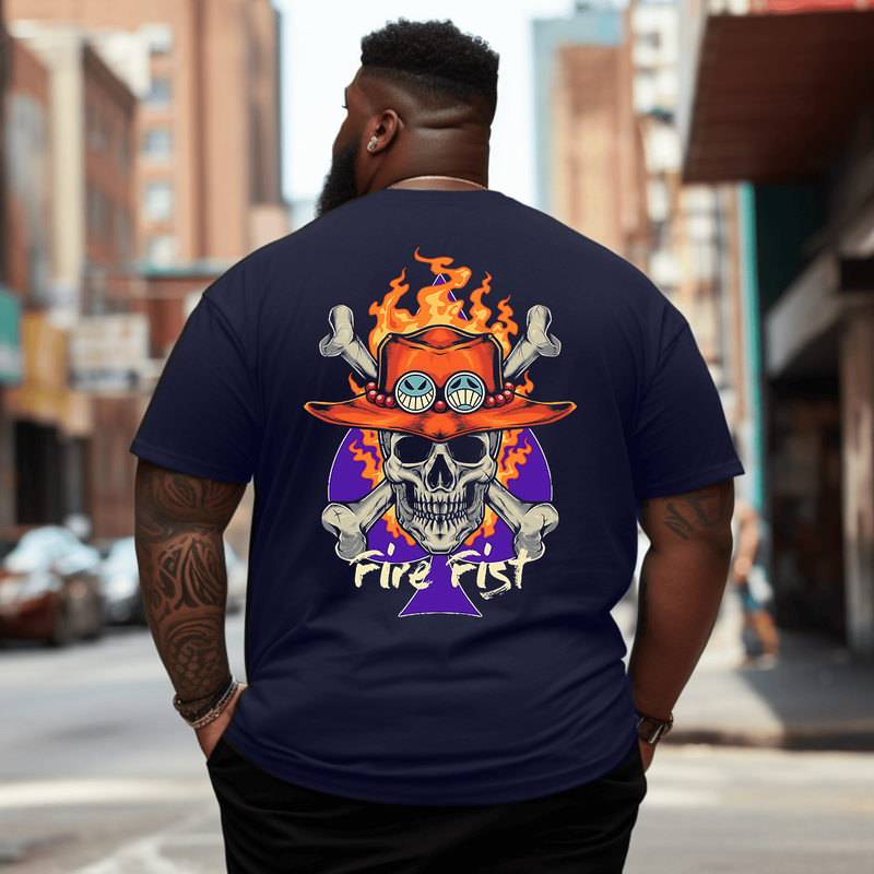Fire Fist Asce Men Anime Graphic T-Shirt, Oversized T-Shirt for Big and Tall
