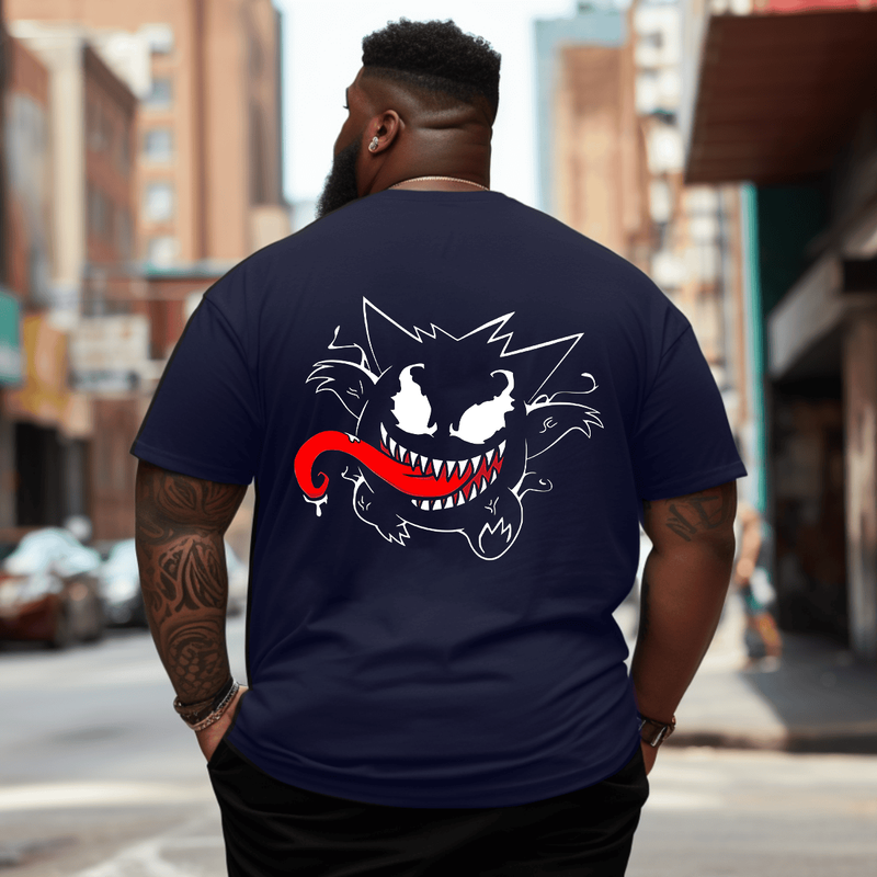 Gengar x Venom Men Anime Graphic T-Shirt, Oversized T-Shirt for Big and Tall