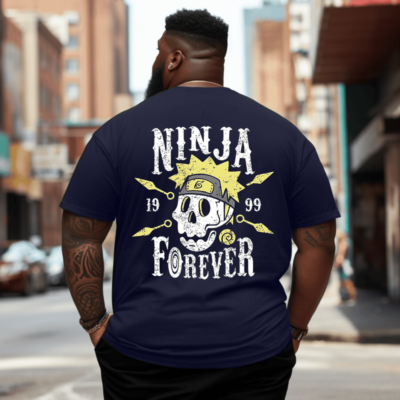 Ninja Forever Men Anime Graphic T-Shirt, Oversized T-Shirt for Big and Tall