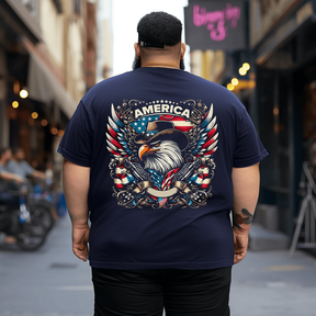 American Flag T-Shirt Graphic Patriotic Tees Shirts for Men, Oversized T-Shirt for Big and Tall 1XL-9XL