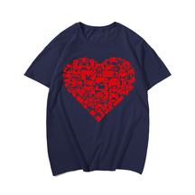 Men Gamer T-Shirt Valentine's Day Shirt, Men Plus Size Oversize T-shirt for Big & Tall Man