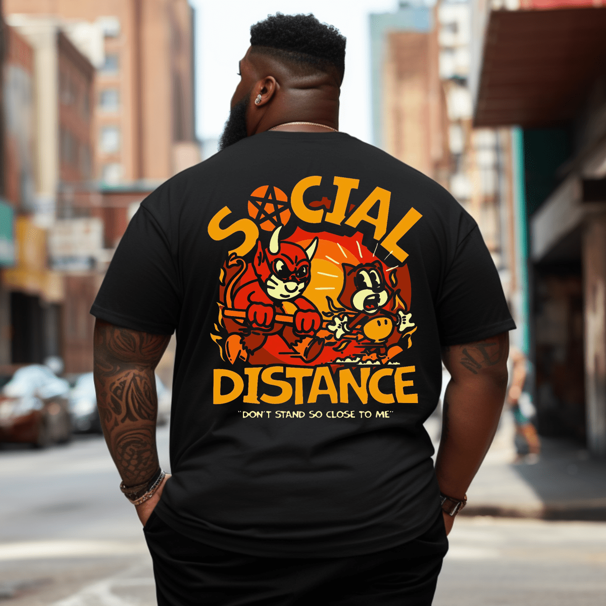 Keep Social Distance Plus Size Men T-Shirt