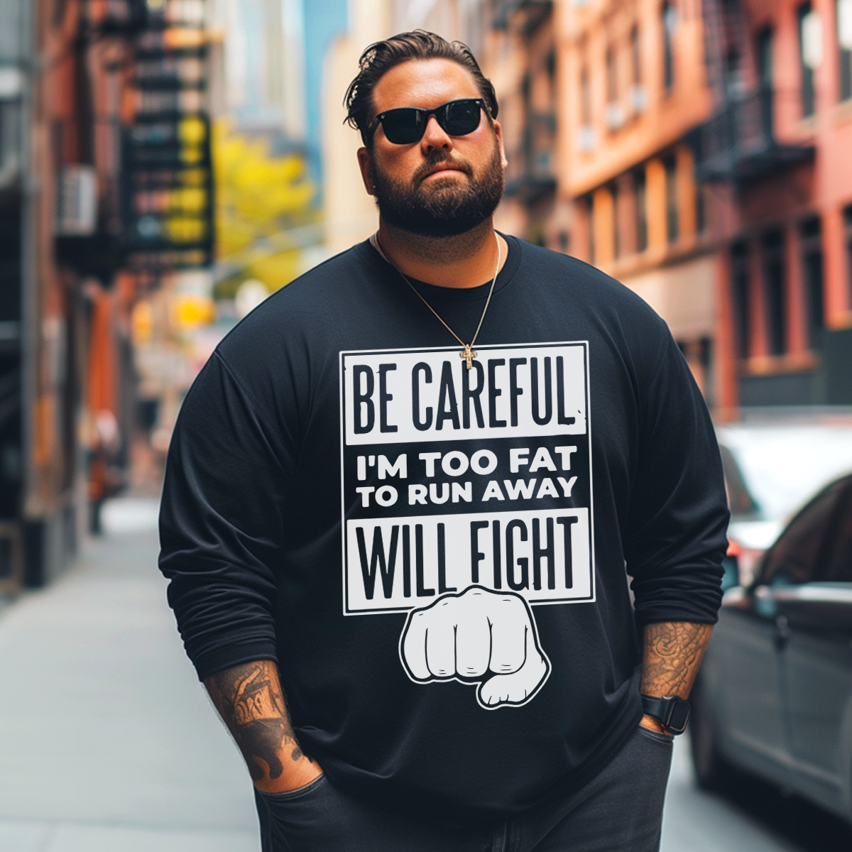Fat Will Fight Plus Size Long Sleeve T-Shirt