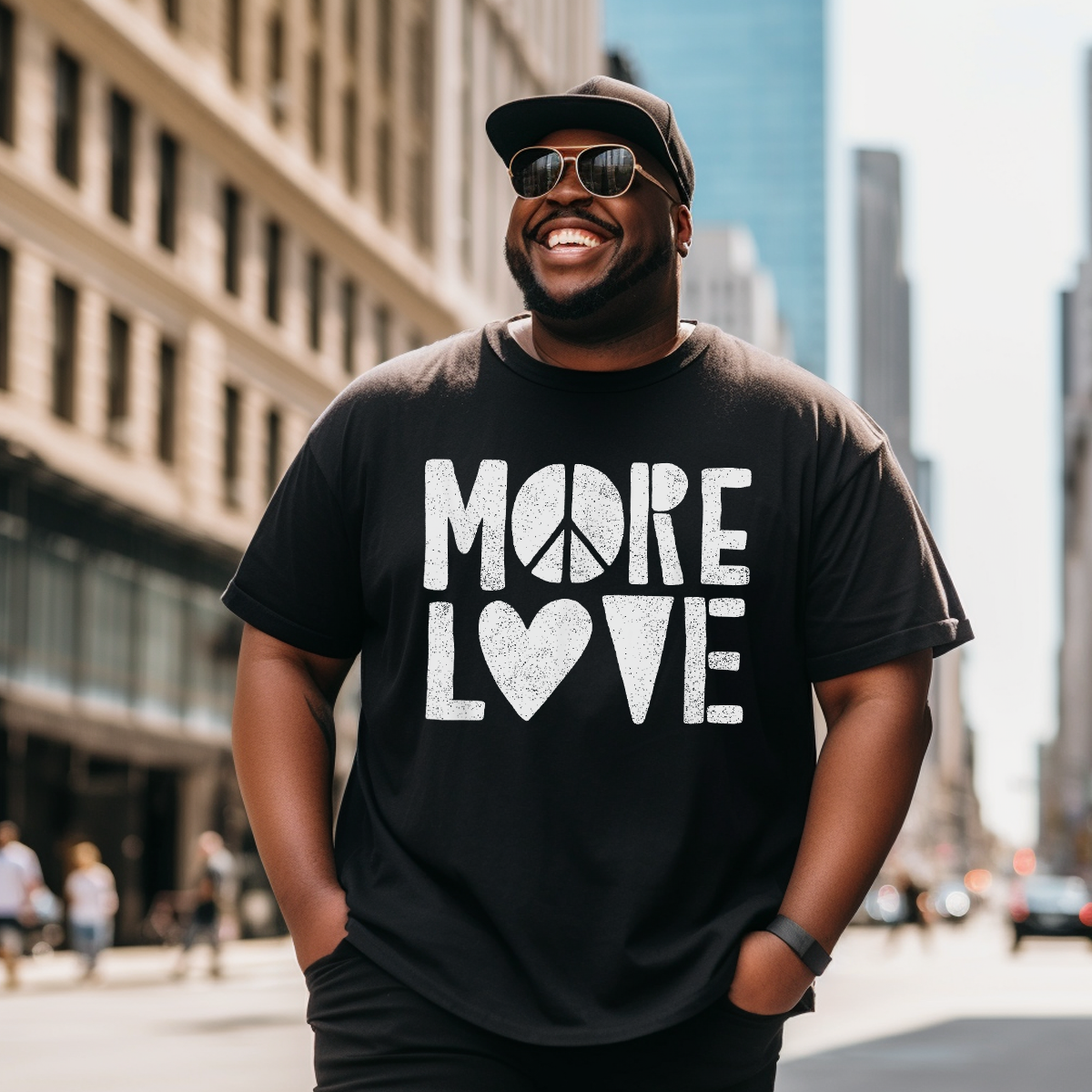 More Love Heart Red Valentines Day Retro Vintage T-Shirt, Men Plus Size Oversize T-shirt for Big & Tall Man