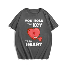 You Hold The Key To My Heart Funny Valentines Day T-Shirt, Men Plus Size Oversize T-shirt for Big & Tall Man
