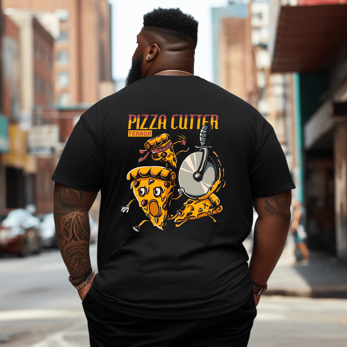 Pizza Cutter Terror Plus Size Men T-Shirt