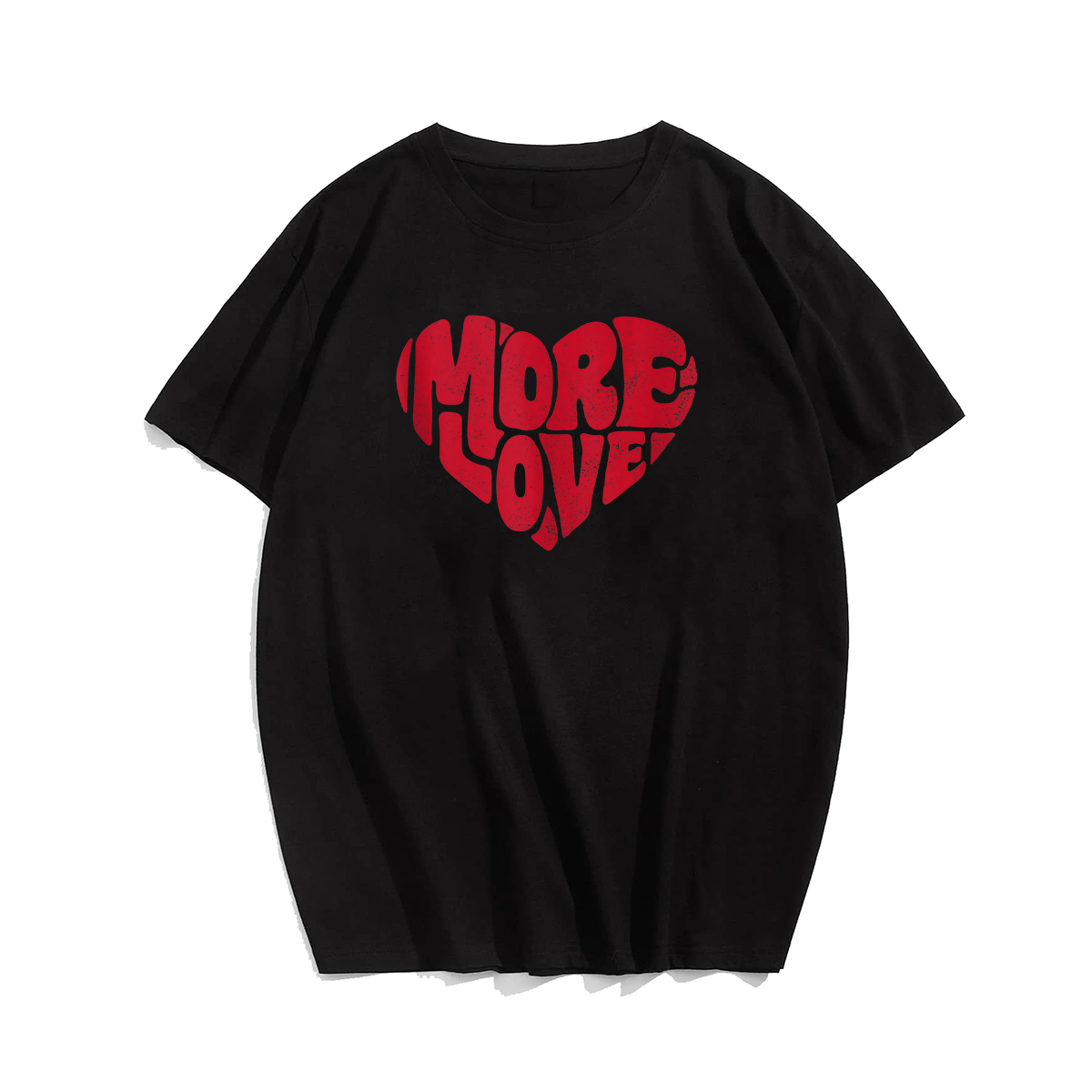 More Love Heart Red Valentines Day Retro Vintage T-Shirts, Men Plus Size Oversize T-shirt for Big & Tall Man