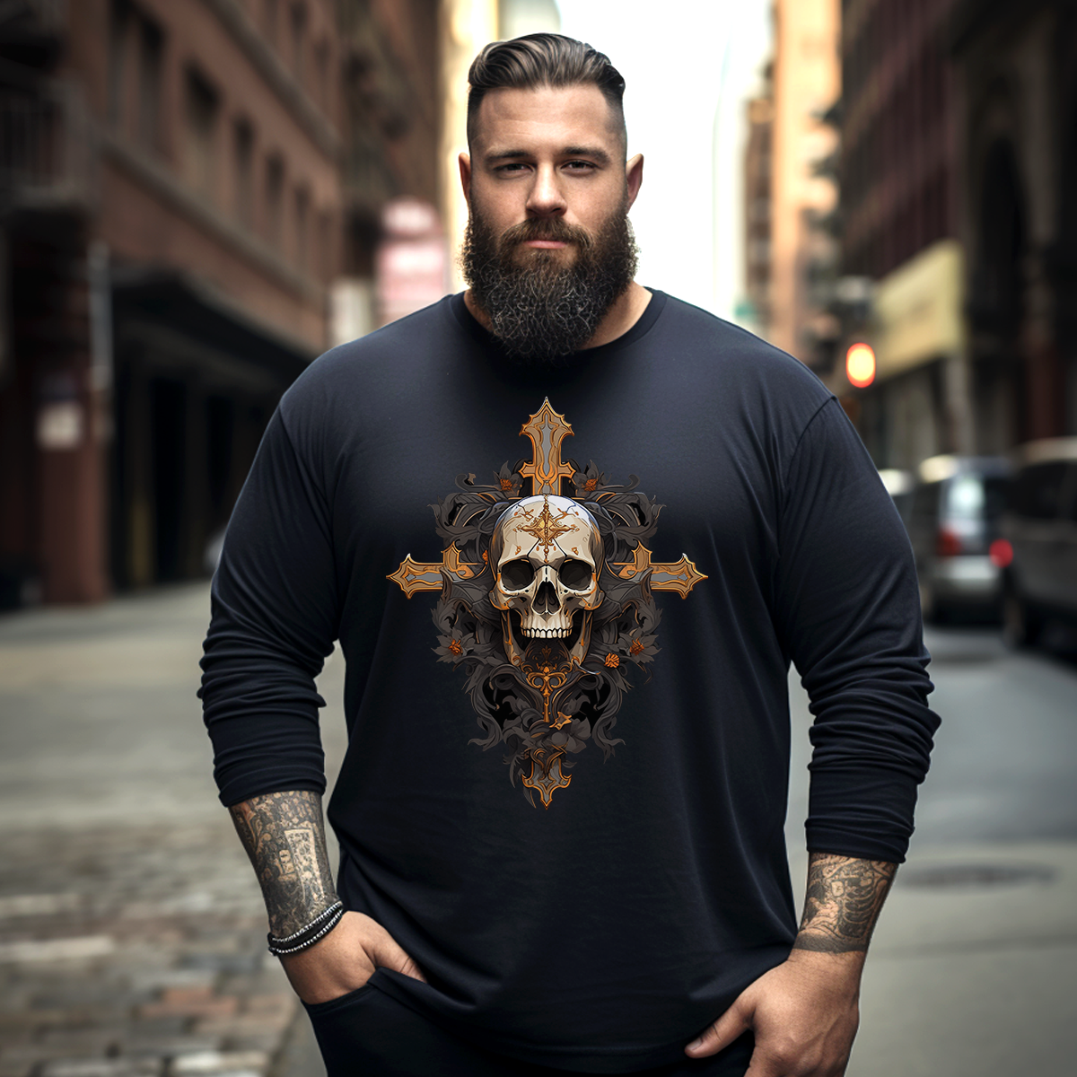 Skull & Cross Faith Plus Size Long Sleeve T-Shirt #2