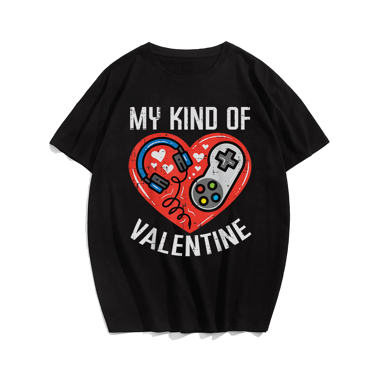 My Kind Valentine Gamer Valentines Day T-Shirt, Men Plus Size Oversize T-shirt for Big & Tall Man