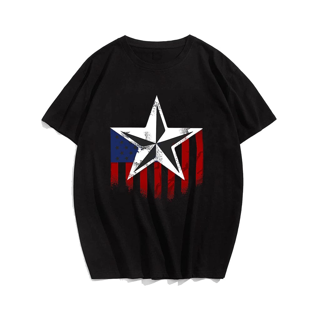 Patriotic Star T-shirt for Men, Oversize Plus Size Man Clothing - Big Tall Men Must Have