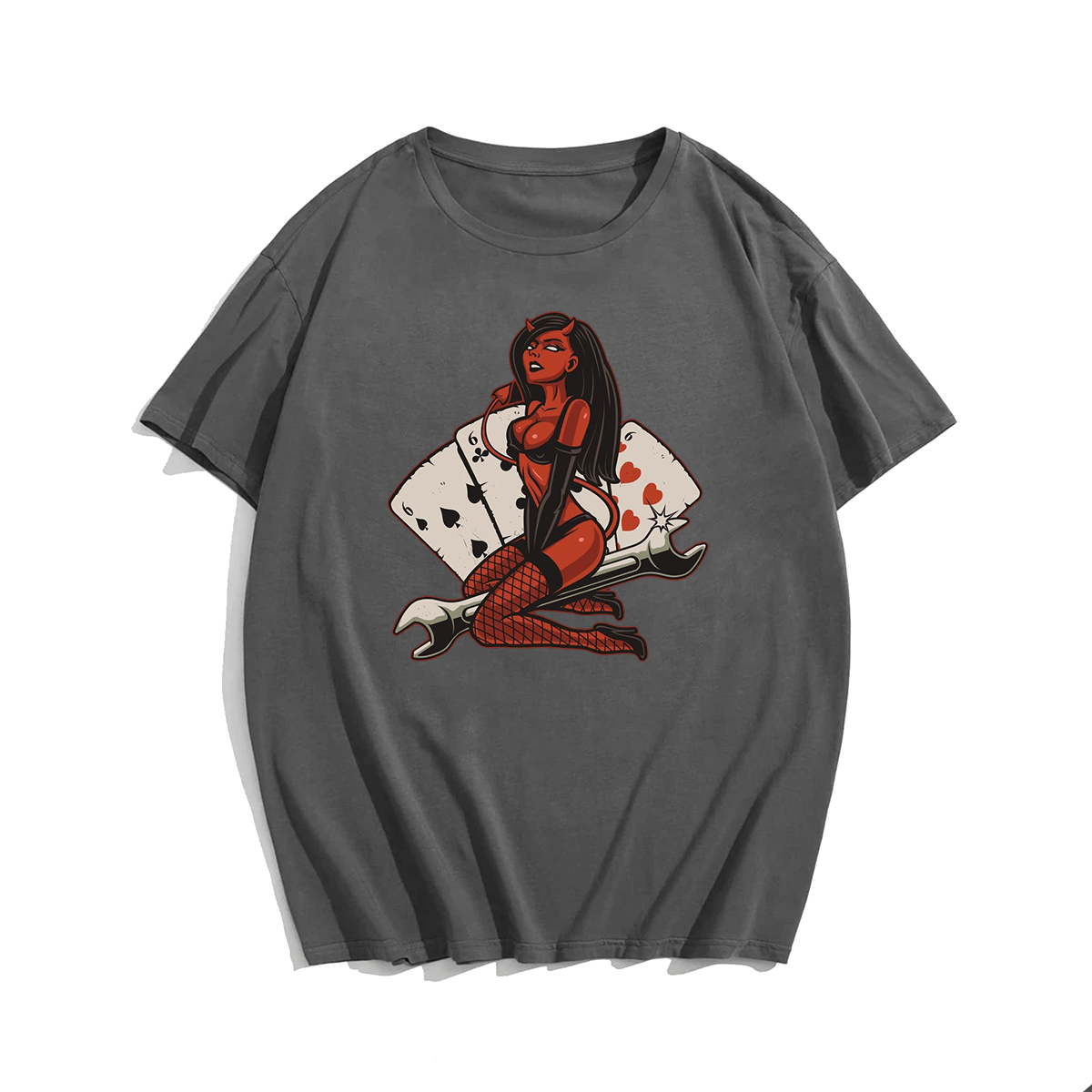 Sexy devil men's plus size T-shirt 100% cotton