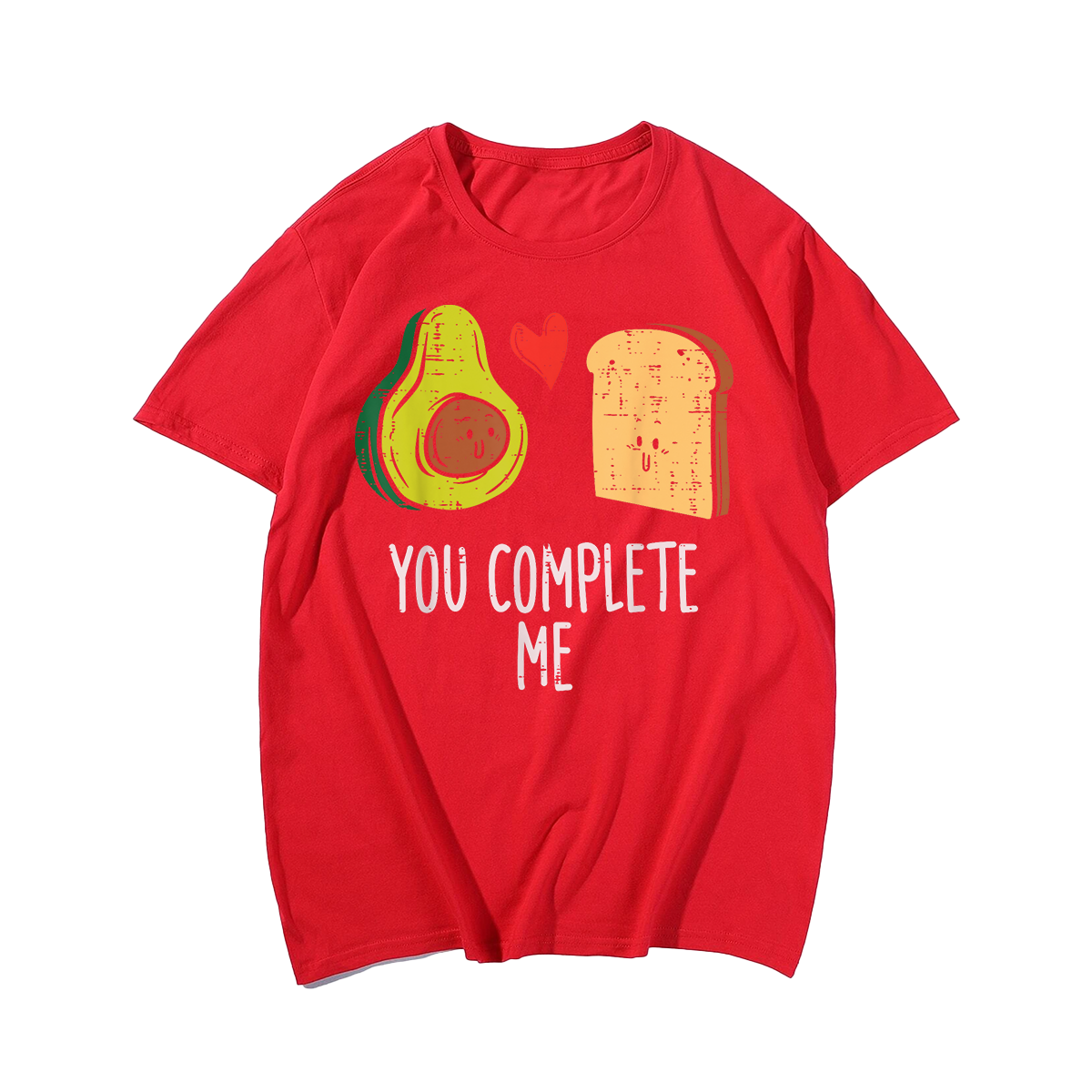 Avocado Toast You Complete Me Valentines Day T-Shirt, Men Plus Size Oversize T-shirt for Big & Tall Man