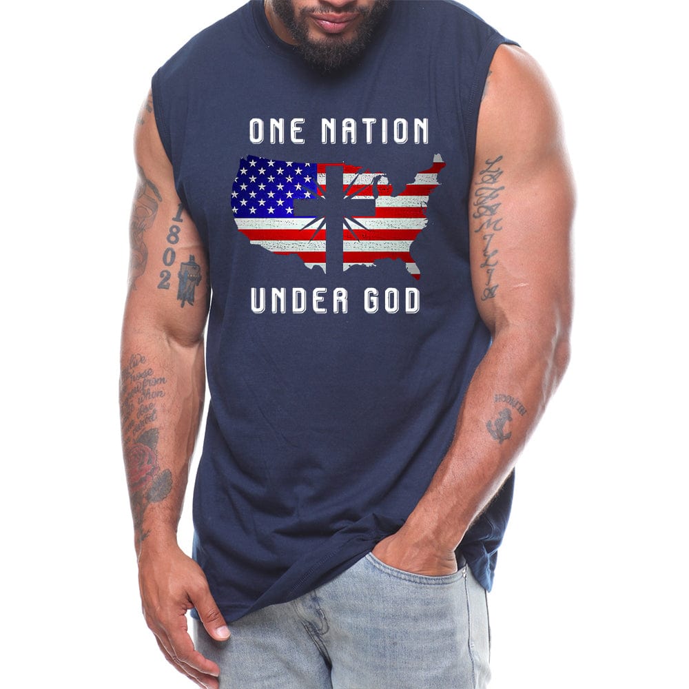 One Nation Under God Cross USA Flag