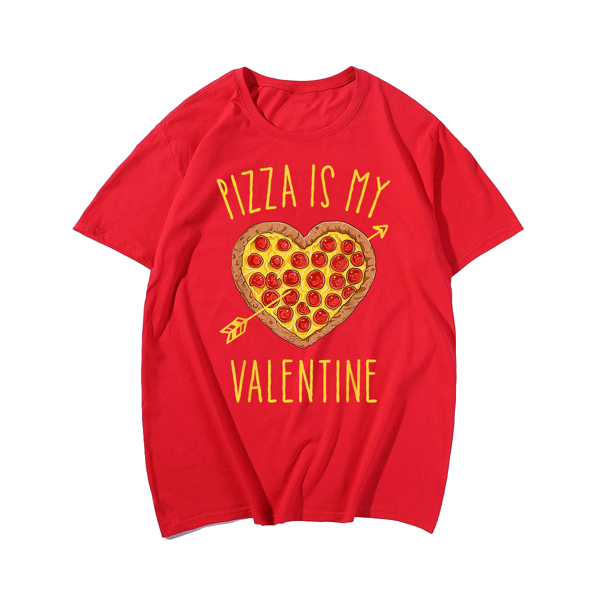 Pizza Is My Valentine Valentines Day T-Shirt, Men Plus Size Oversize T-shirt for Big & Tall Man