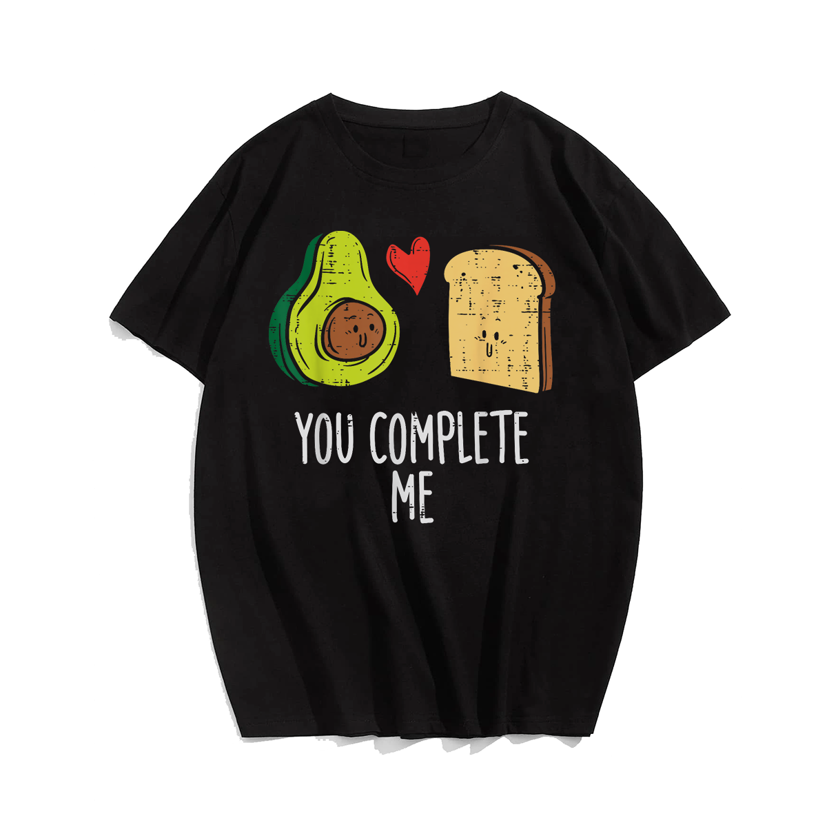 Avocado Toast You Complete Me Valentines Day T-Shirt, Men Plus Size Oversize T-shirt for Big & Tall Man