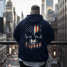 Patriotic Skull  Men's Plus Size Hoodie